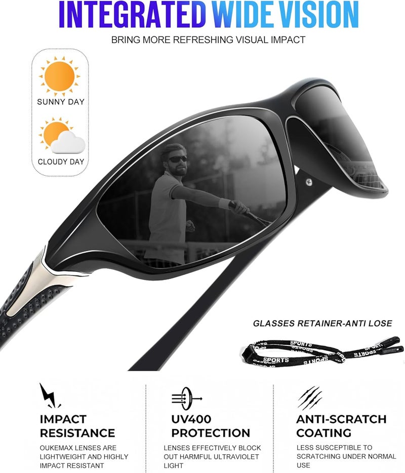 OUKEMAX Polarized Sunglasses Men, Sports Sun Glasses Womens UV400 Protection for Fishing Running Driving - Image 4